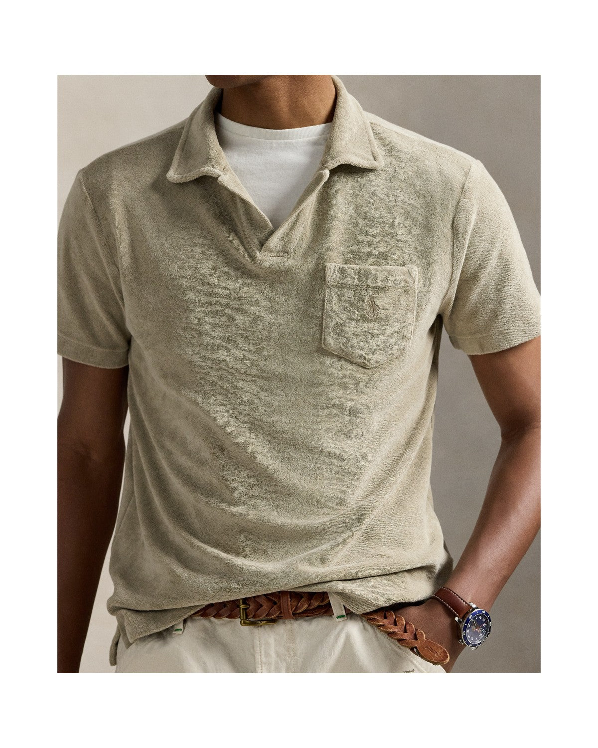 Mineral-Dyed Terry Polo Shirt