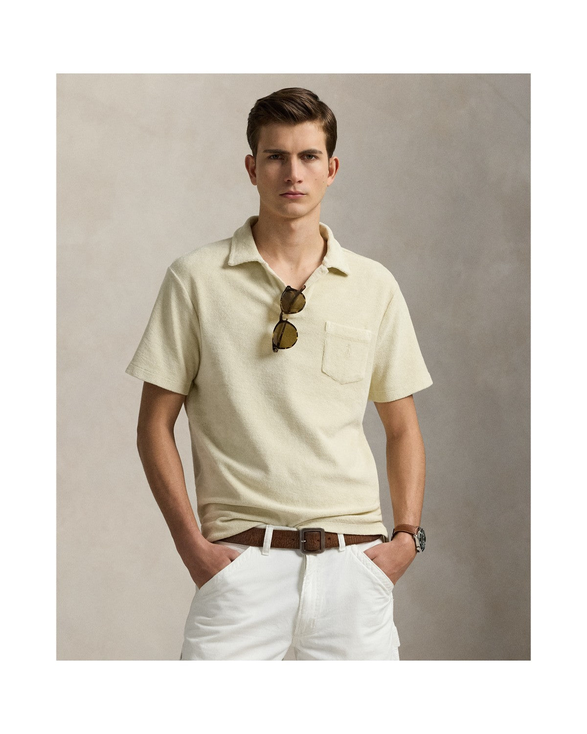 Mineral-Dyed Terry Polo Shirt