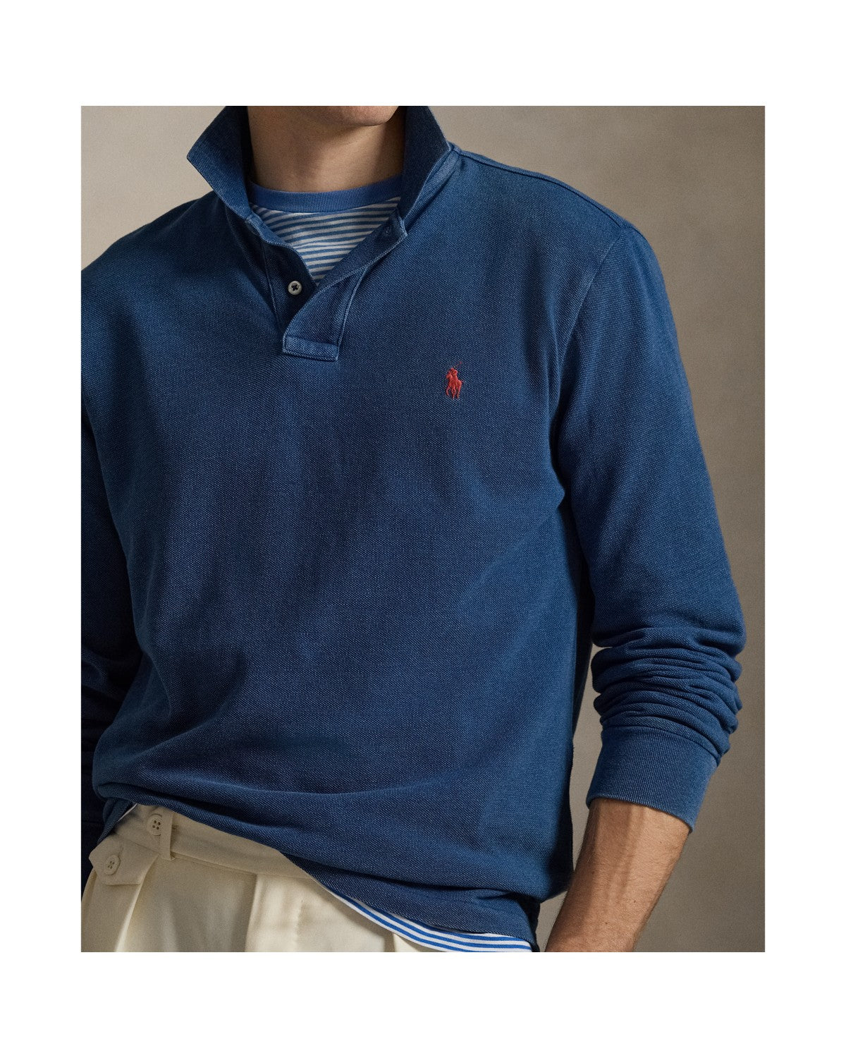 Custom Slim Fit Indigo Mesh Polo Shirt