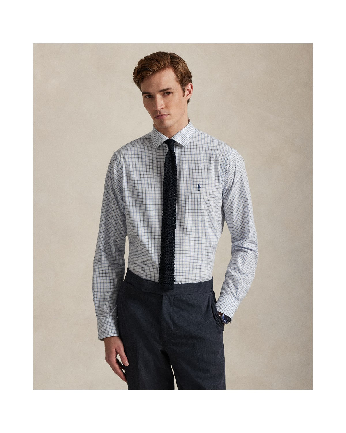 Custom Fit Plaid Stretch Poplin Shirt