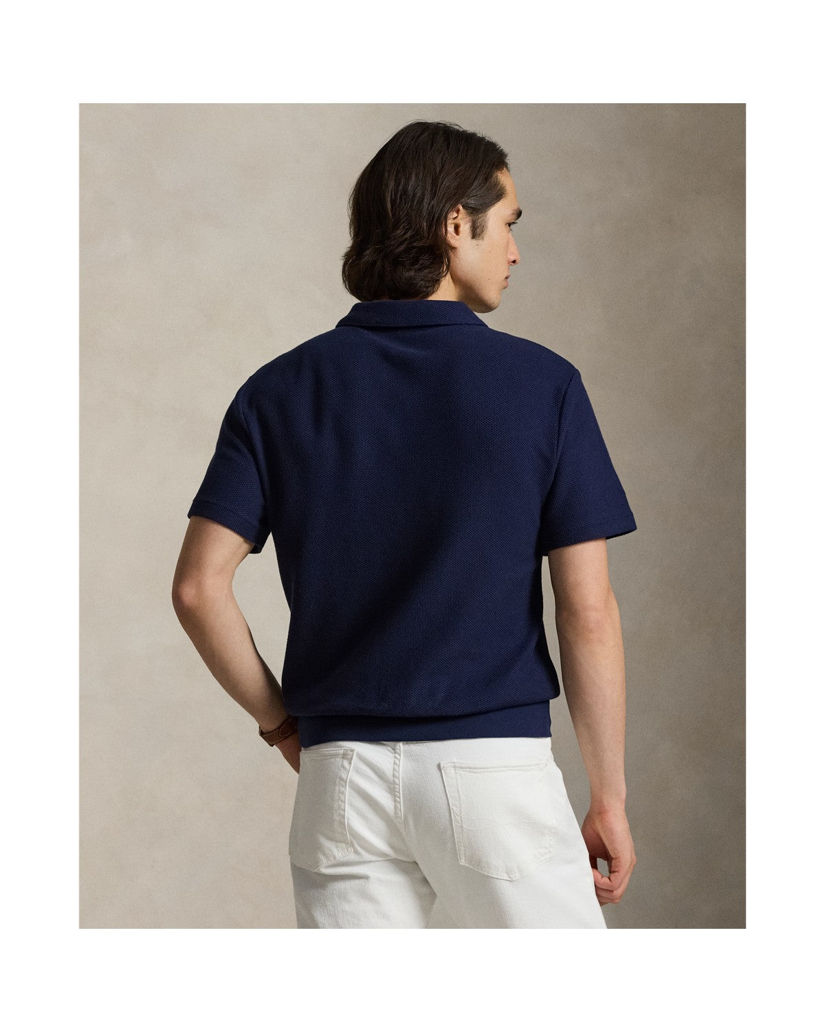 Standard Fit Honeycomb-Mesh Polo Shirt