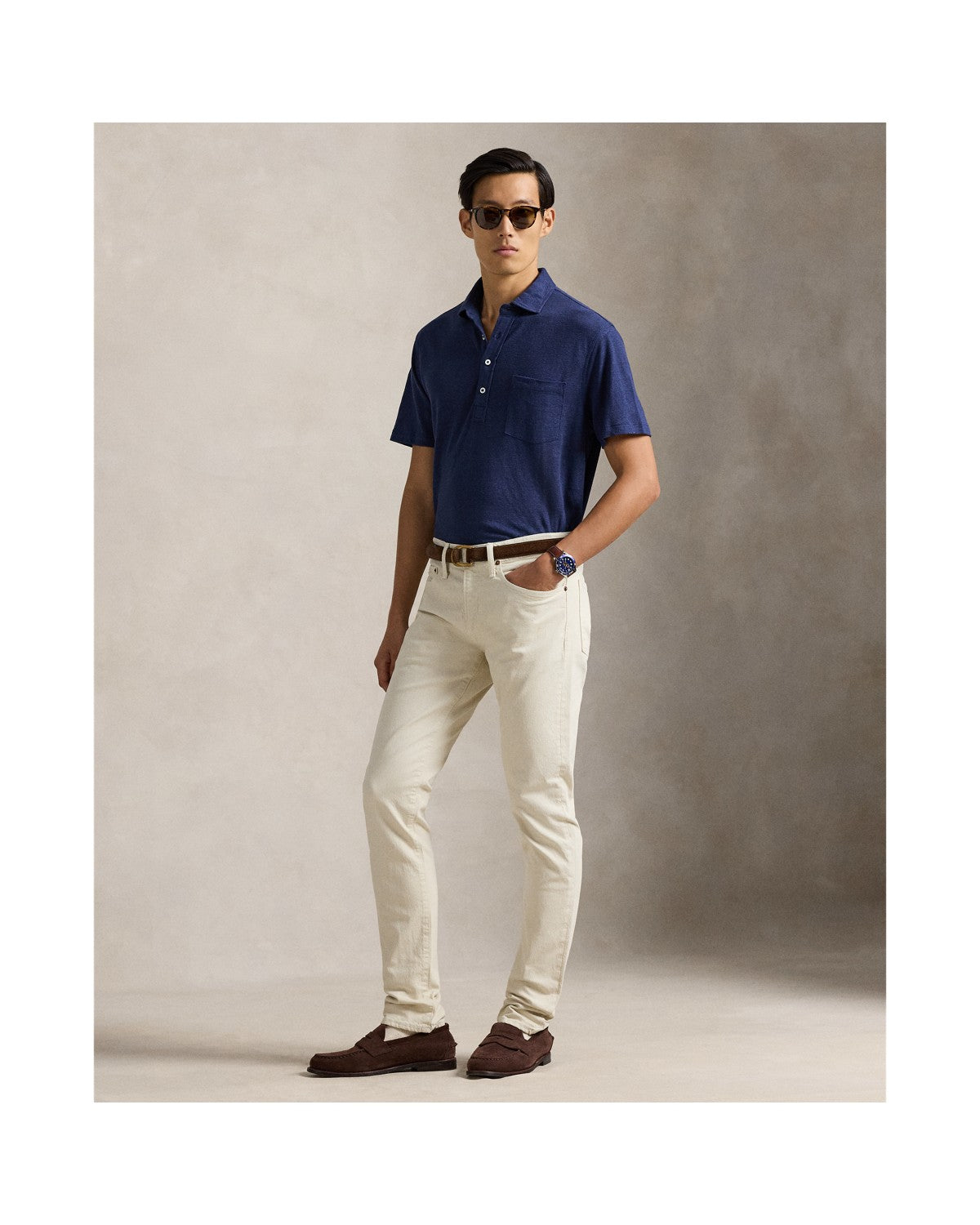 Standard Fit Linen Piqué Polo Shirt