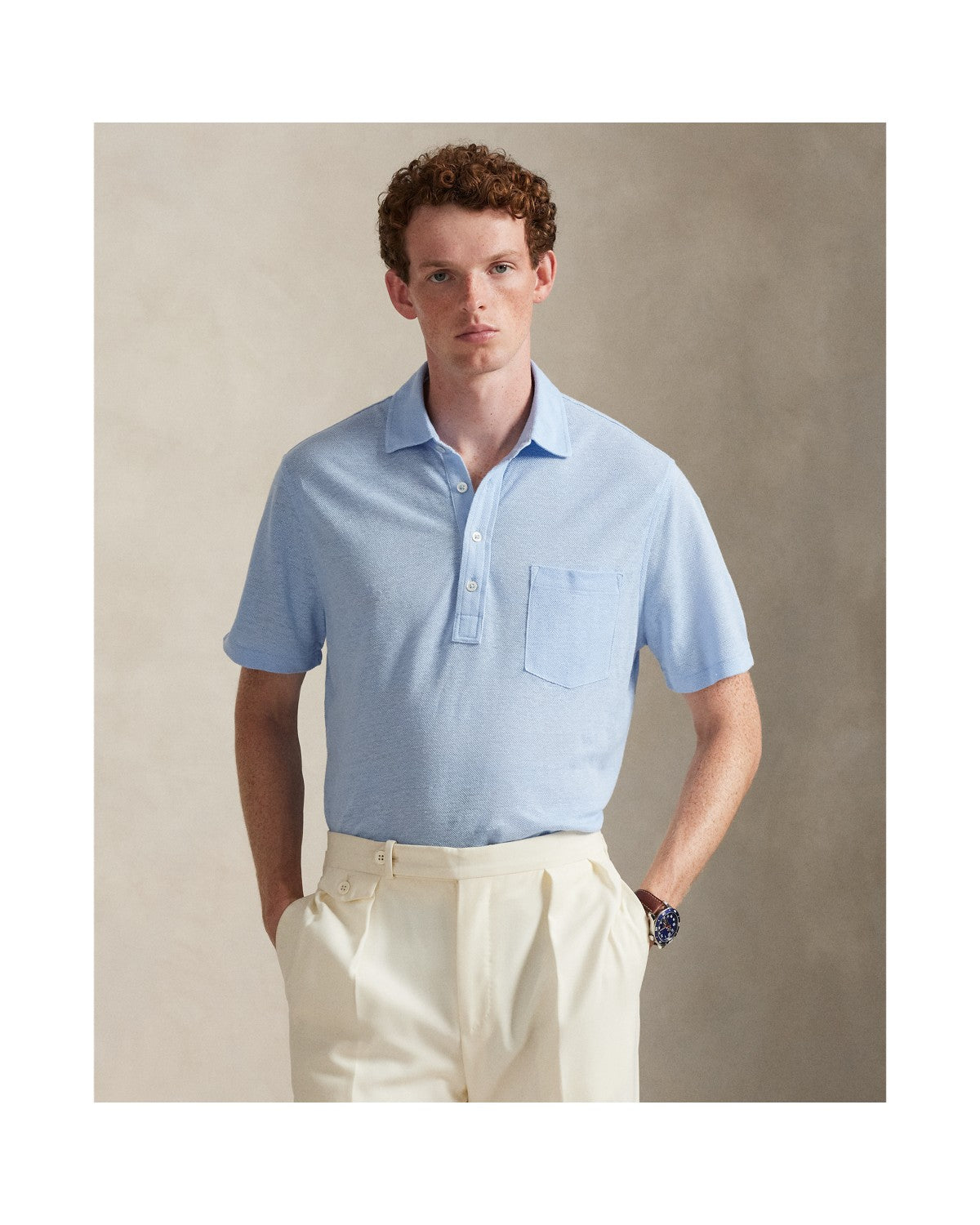Standard Fit Linen Piqué Polo Shirt