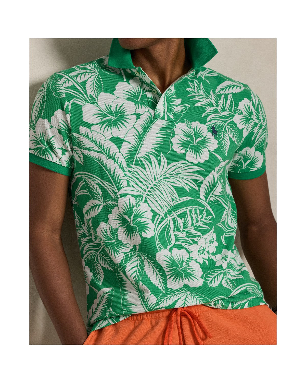 Custom Slim Fit Tropical Mesh Polo Shirt
