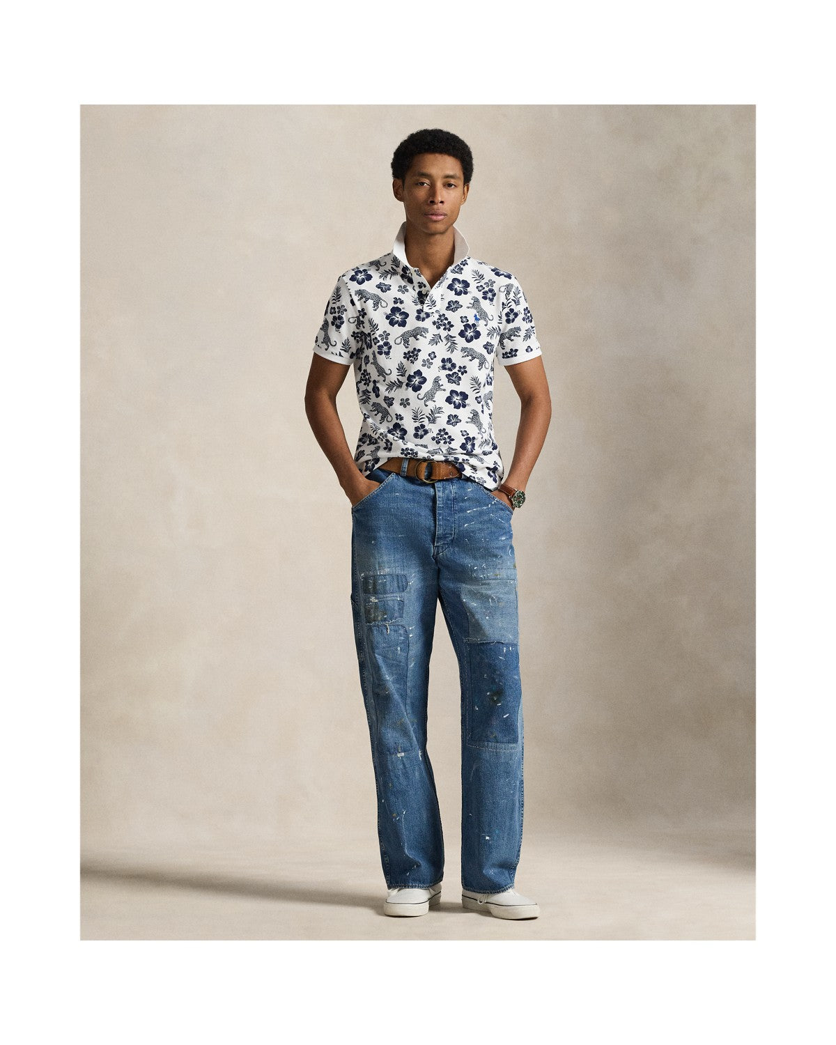 Custom Slim Fit Tropical Mesh Polo Shirt