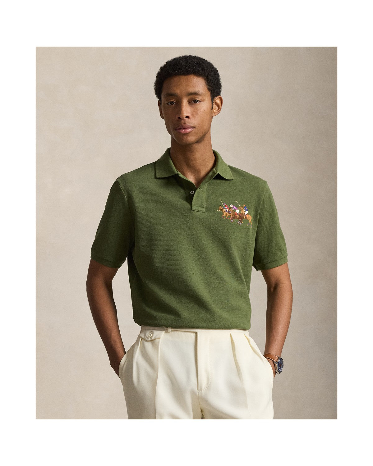 Classic Fit Triple-Pony Mesh Polo Shirt