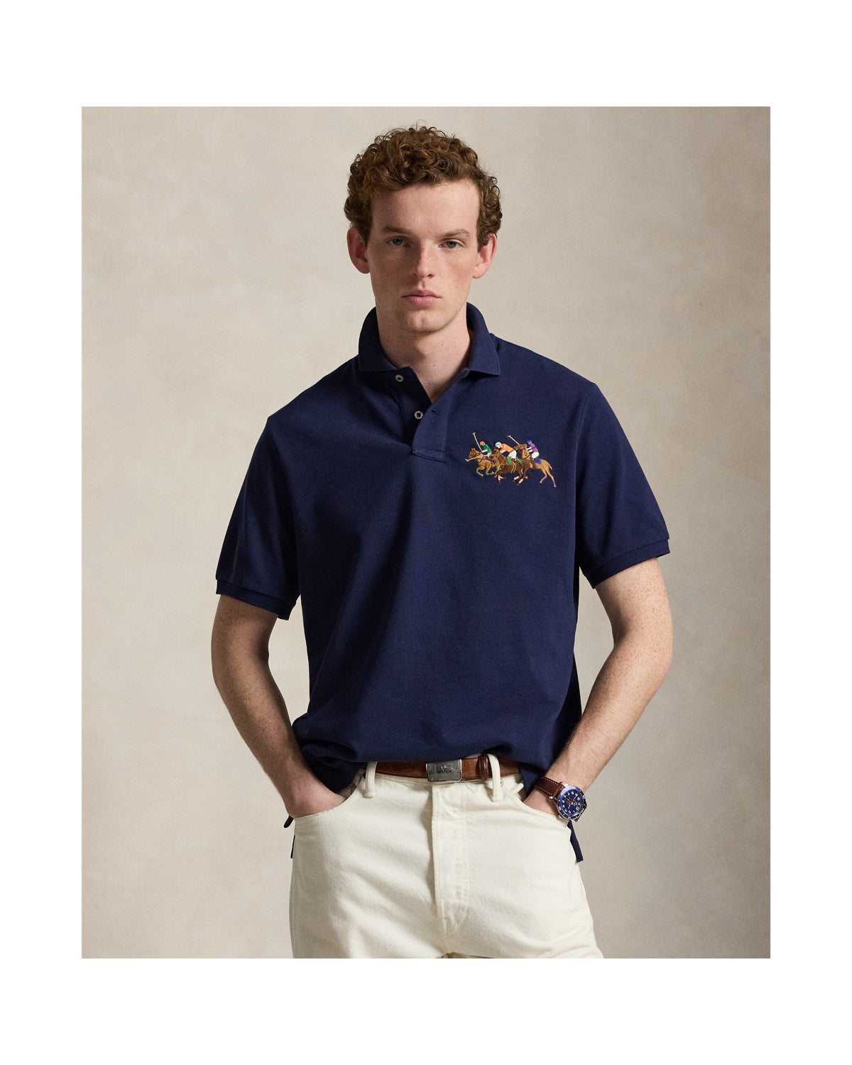 Classic Fit Triple-Pony Mesh Polo Shirt