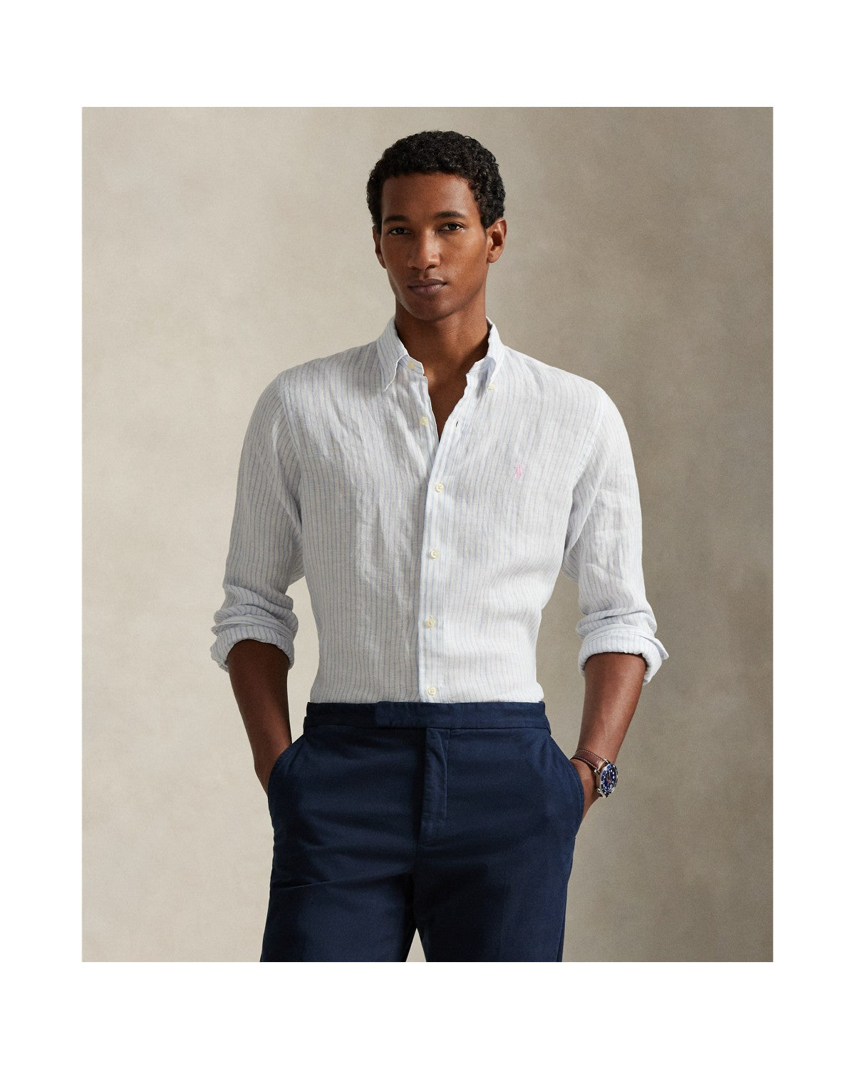Slim Fit Striped Linen Shirt