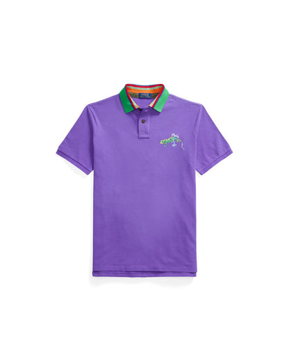 Classic Fit Embroidered Mesh Polo Shirt