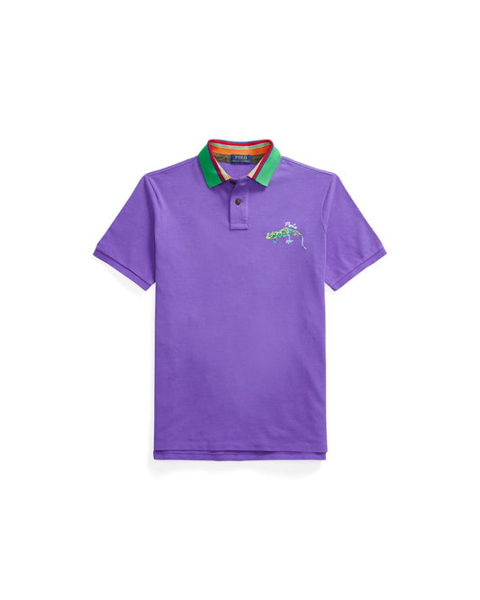 Classic Fit Embroidered Mesh Polo Shirt