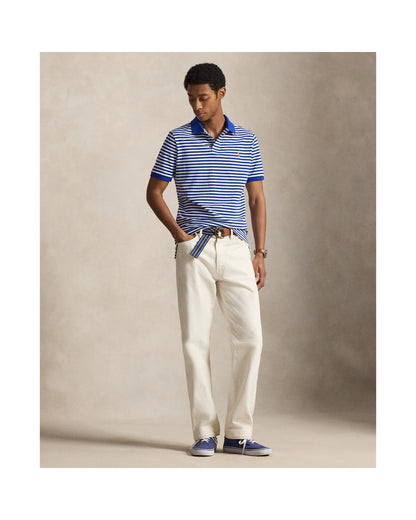 Classic Fit Striped Mesh Polo Shirt
