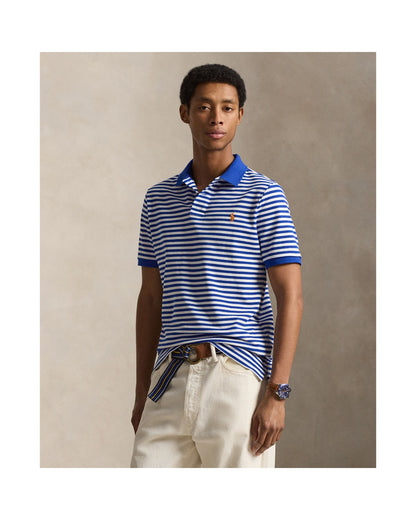 Classic Fit Striped Mesh Polo Shirt