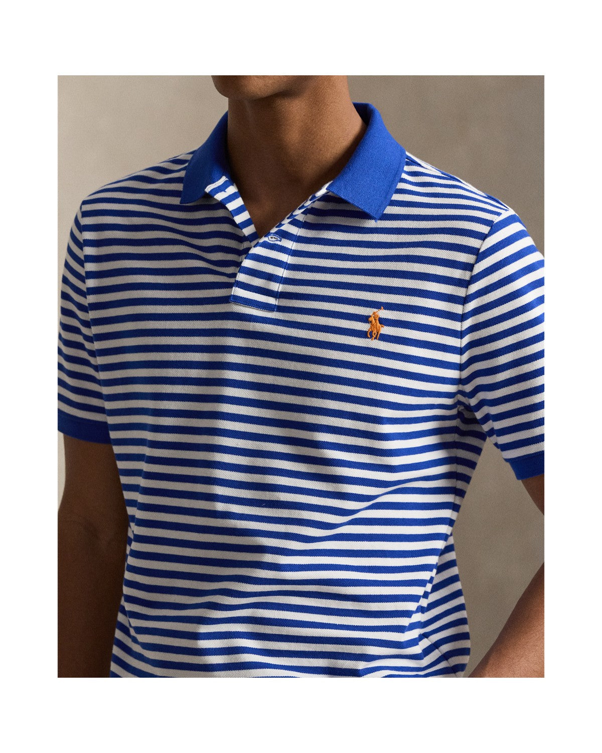 Classic Fit Striped Mesh Polo Shirt