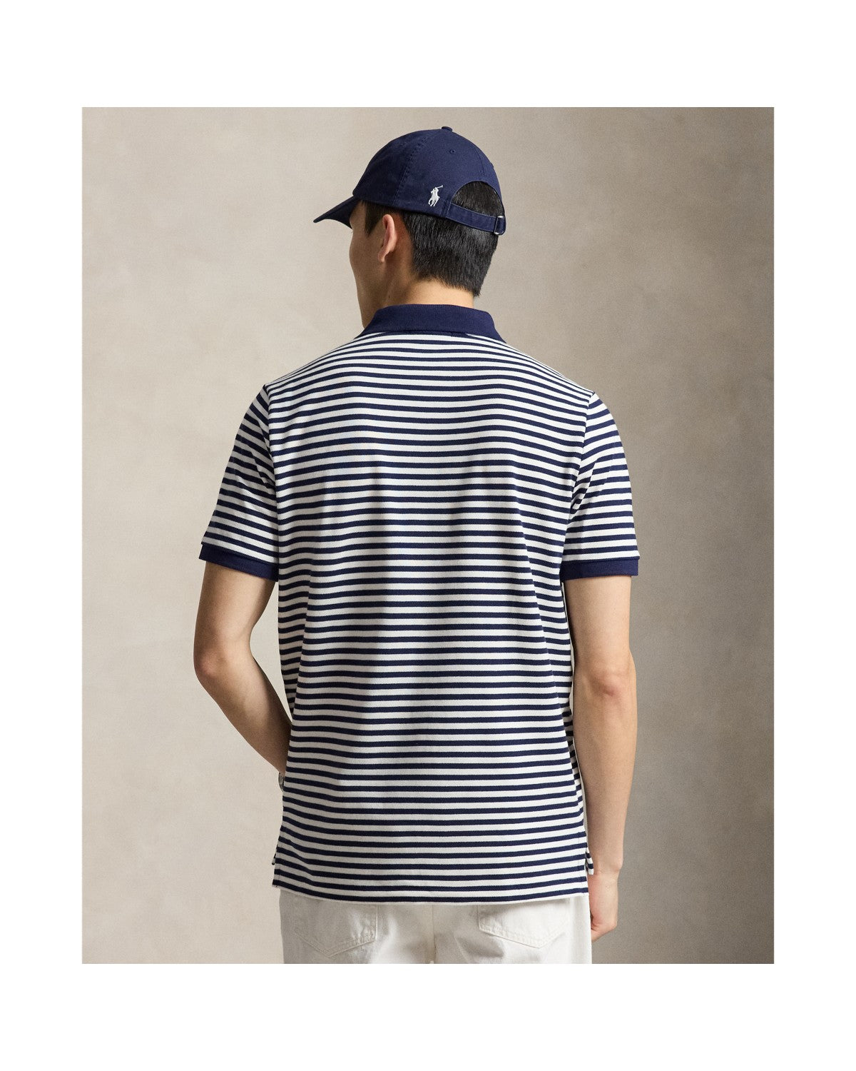 Classic Fit Striped Mesh Polo Shirt