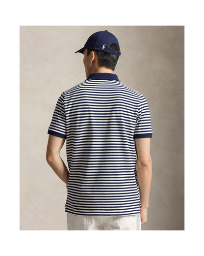 Classic Fit Striped Mesh Polo Shirt