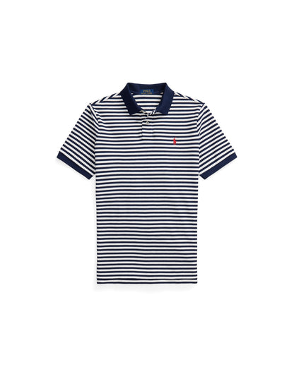 Classic Fit Striped Mesh Polo Shirt