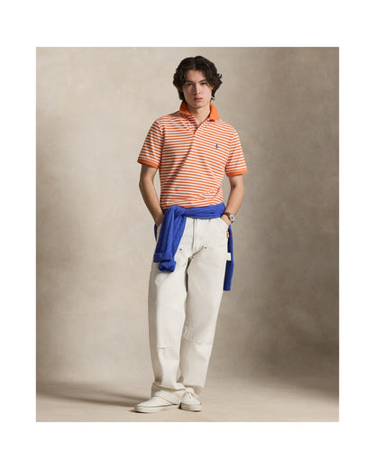Classic Fit Striped Mesh Polo Shirt