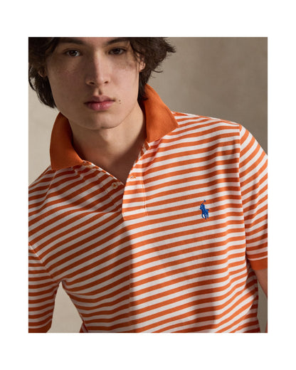 Classic Fit Striped Mesh Polo Shirt