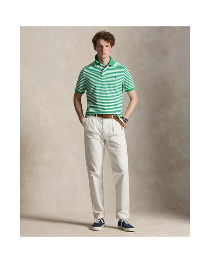 Classic Fit Striped Mesh Polo Shirt