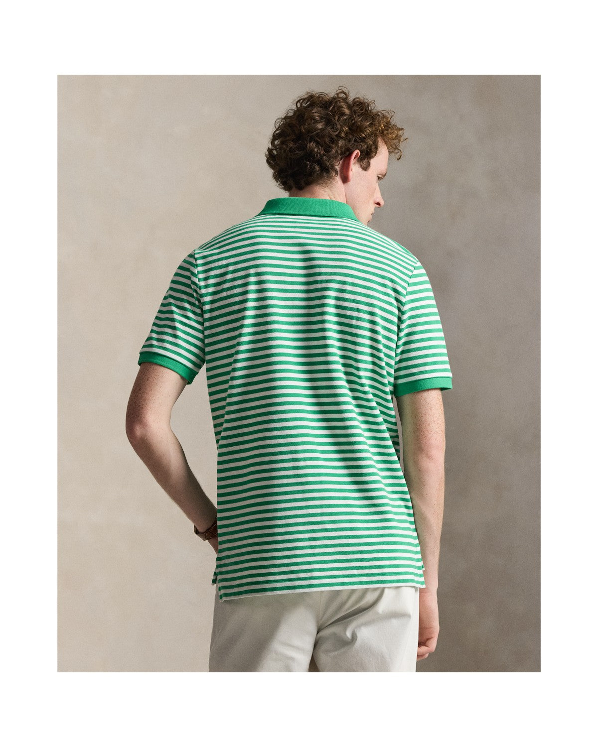 Classic Fit Striped Mesh Polo Shirt