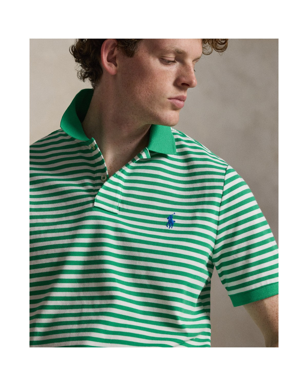 Classic Fit Striped Mesh Polo Shirt
