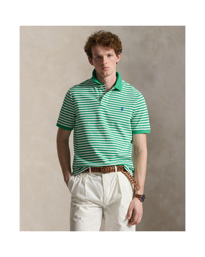 Classic Fit Striped Mesh Polo Shirt