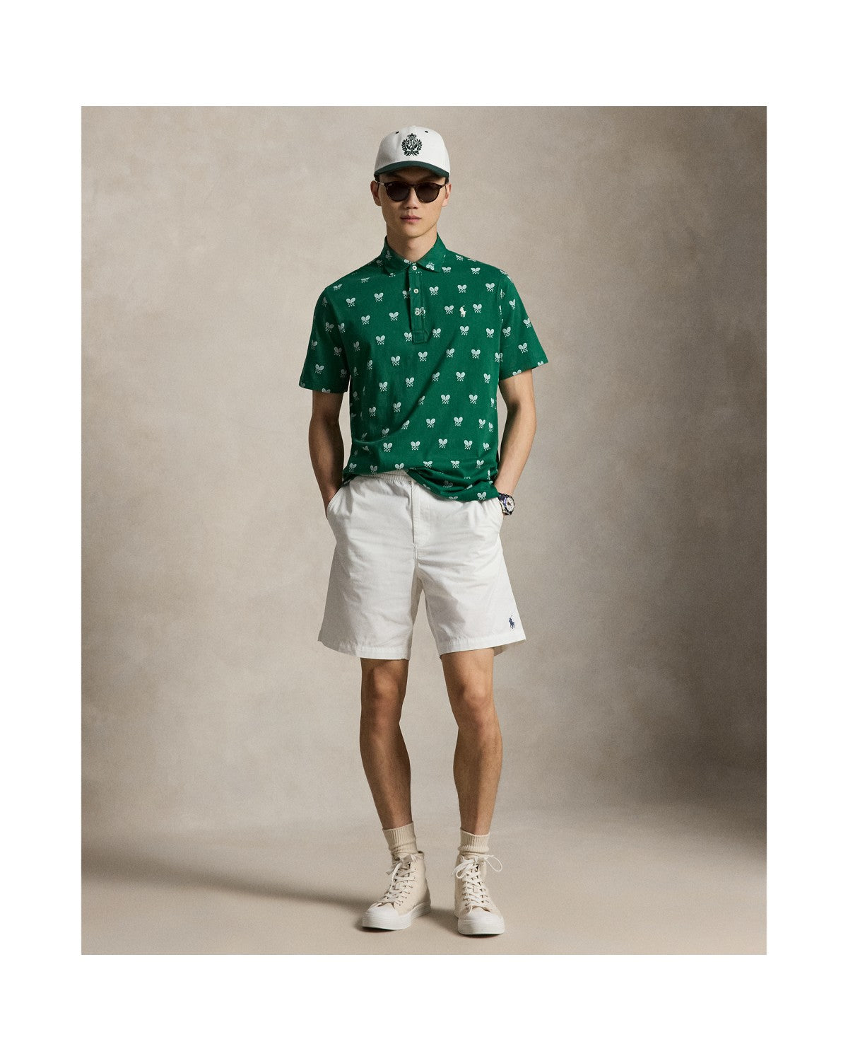 Classic Fit Racquet-Print Polo Shirt