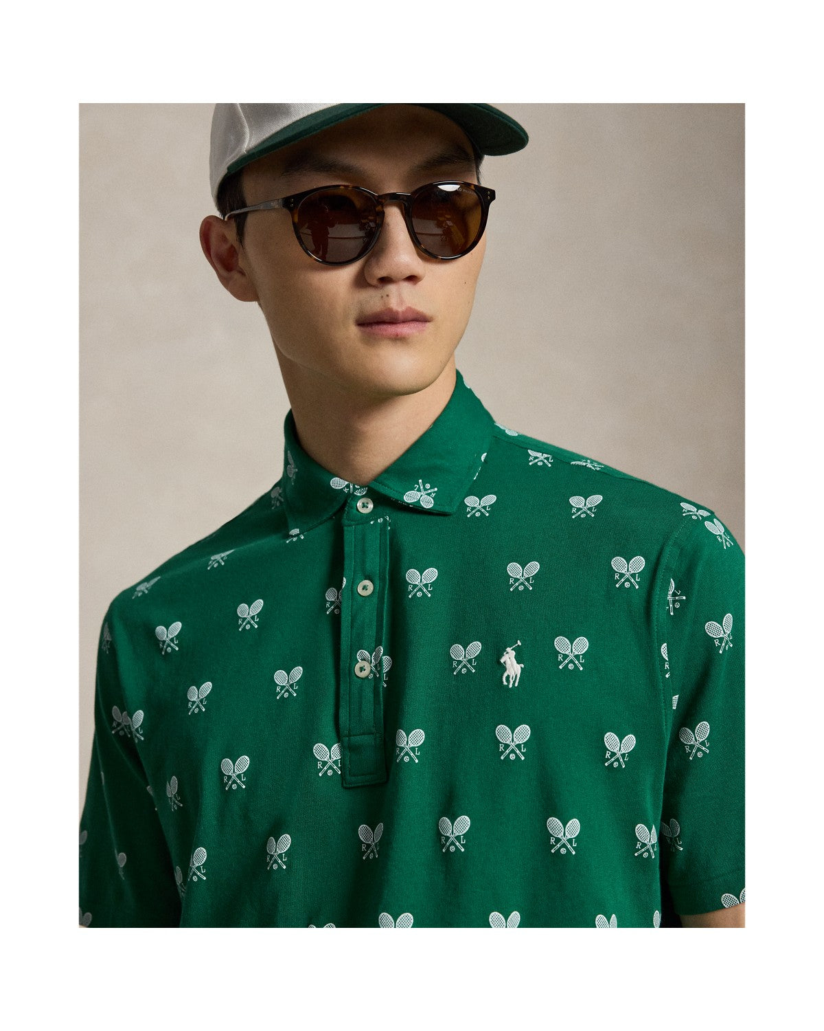 Classic Fit Racquet-Print Polo Shirt