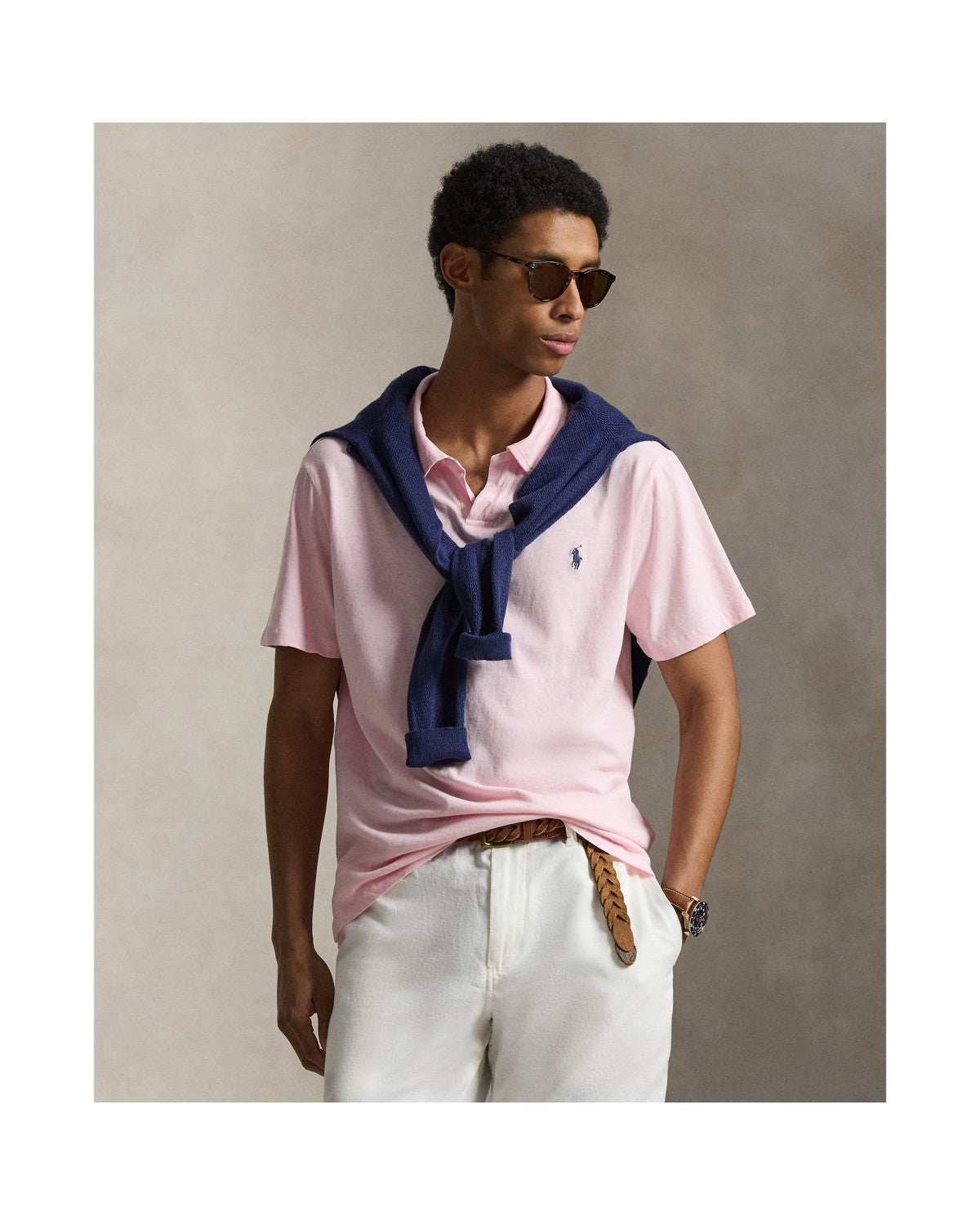 Standard Fit Cotton-Linen Polo Shirt