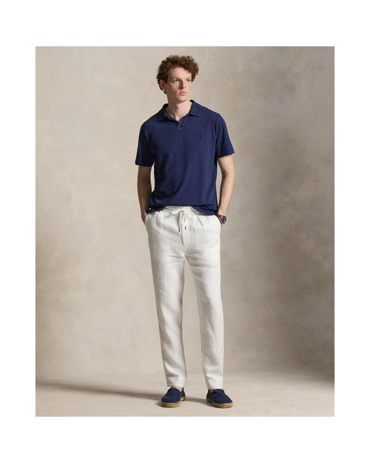 Standard Fit Cotton-Linen Polo Shirt
