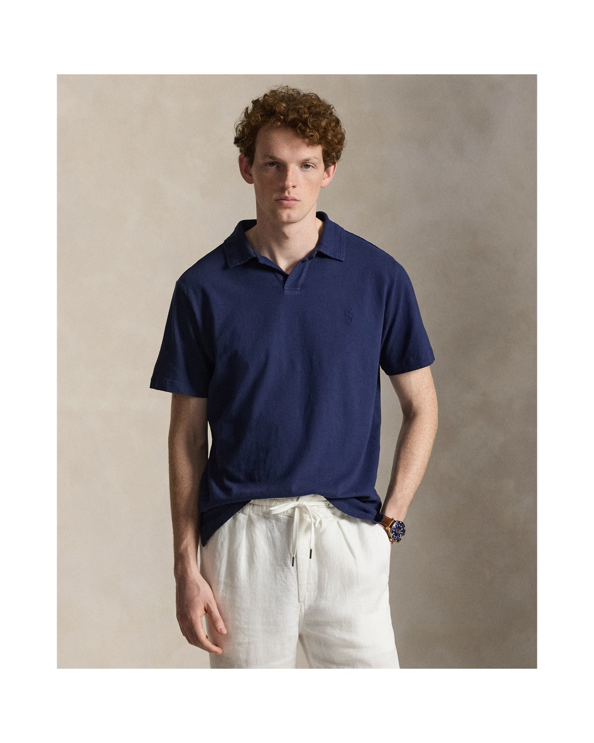 Standard Fit Cotton-Linen Polo Shirt